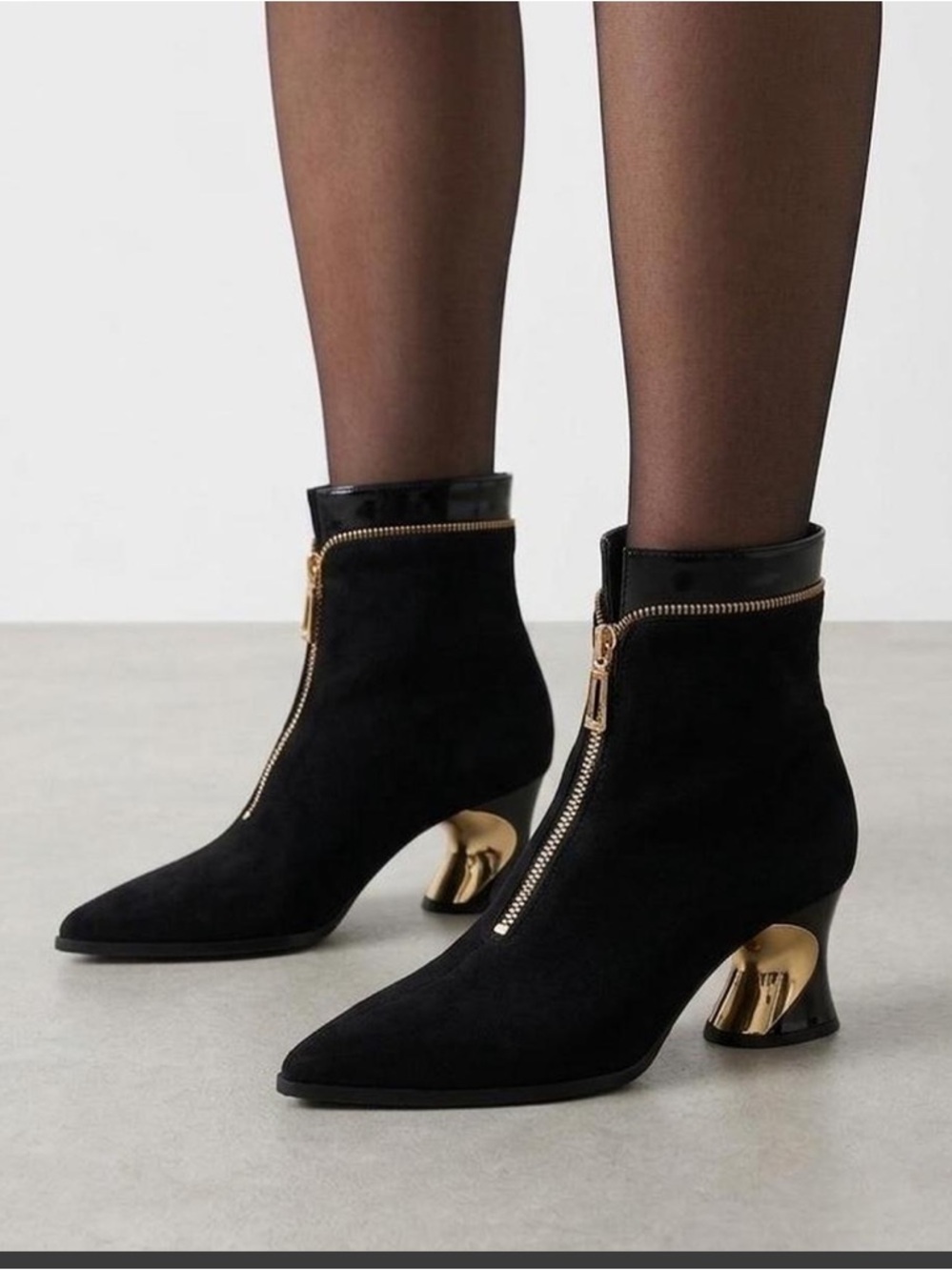 Black Zippered Ankle Boots